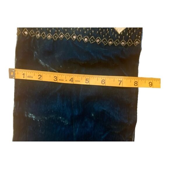 TEAL Velvet Scarf with Metal Accents - Picture 9 of 13
